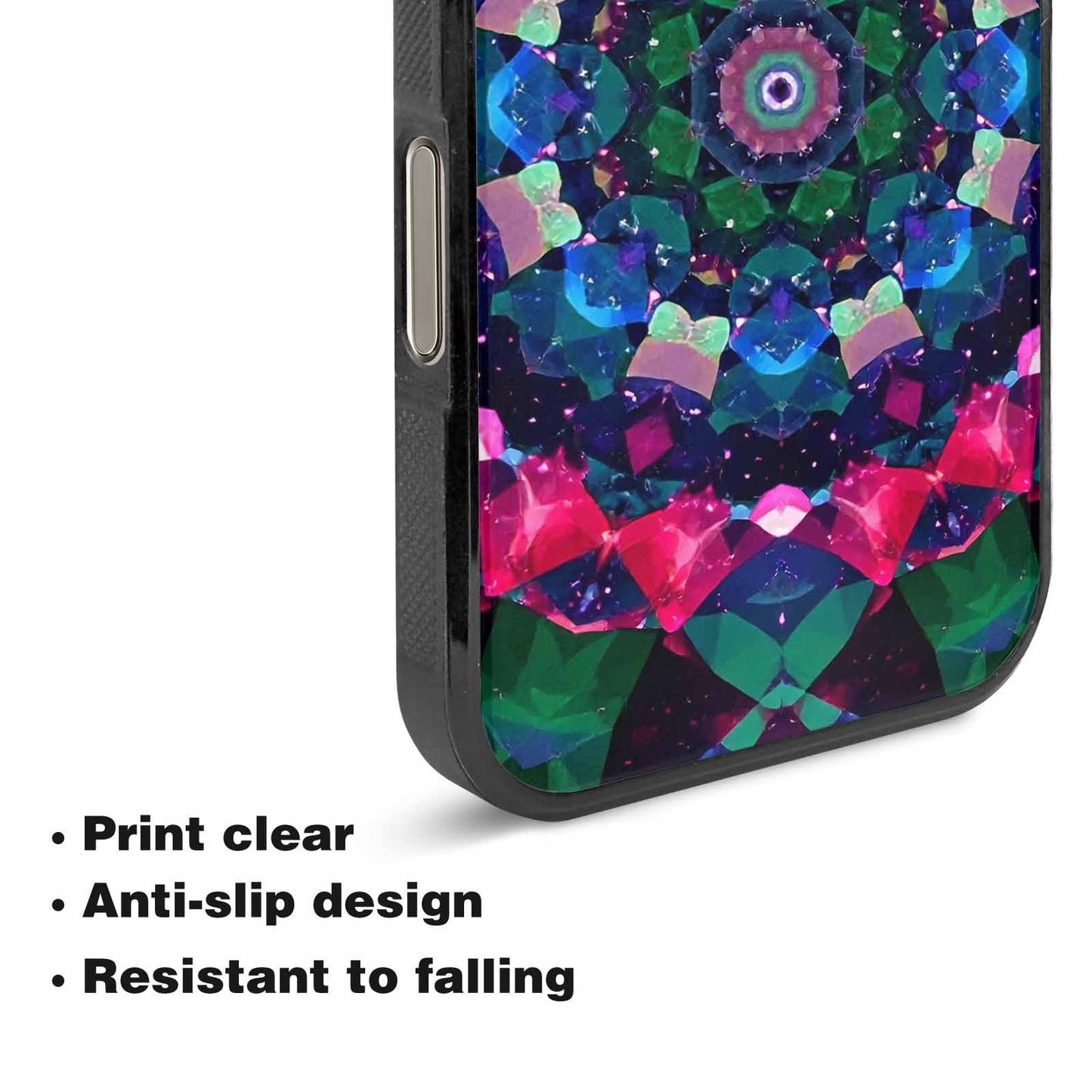 iPhone 16 Pro Case — Crystal Mandala Art Seamless Pattern Vibrant, Custom Printed Phone Case