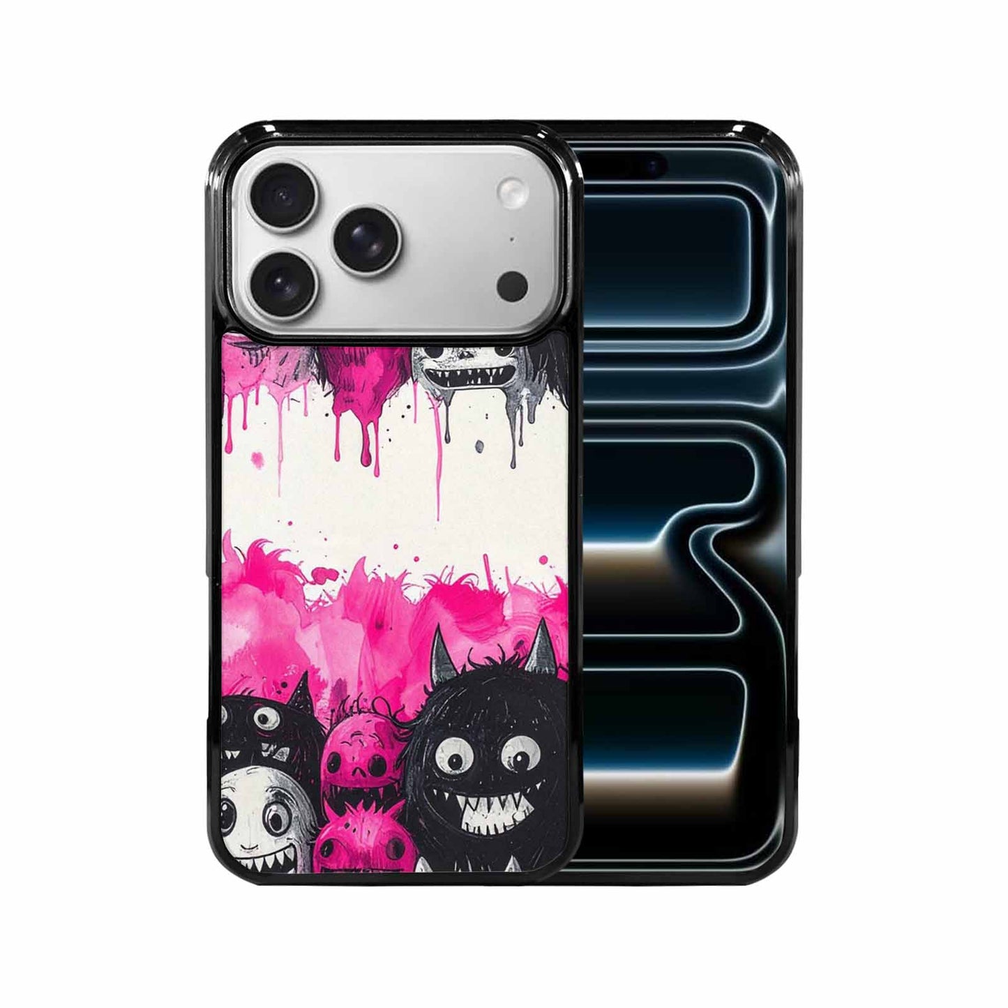 iPhone 17 Pro Max Case — Black &amp; Pink Ink Cartoon Cute, Custom Made Phone Cover