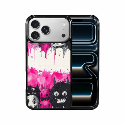 iPhone 17 Pro Max Case — Black &amp; Pink Ink Cartoon Cute, Custom Made Phone Cover
