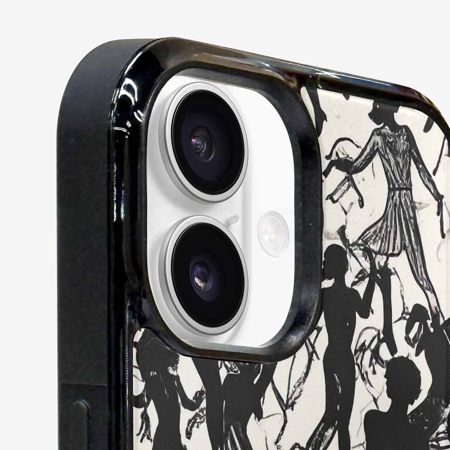 iPhone 16 Case — Bold Dancing Figure Line Art Pattern, Personalized Phone Case