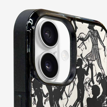 iPhone 16 Case — Bold Dancing Figure Line Art Pattern, Personalized Phone Case