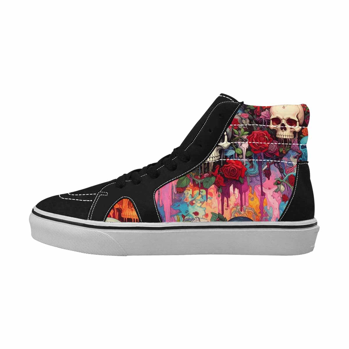MEN'S Skulls Roses Skulls Roses High Top Canvas Grunge Shoes