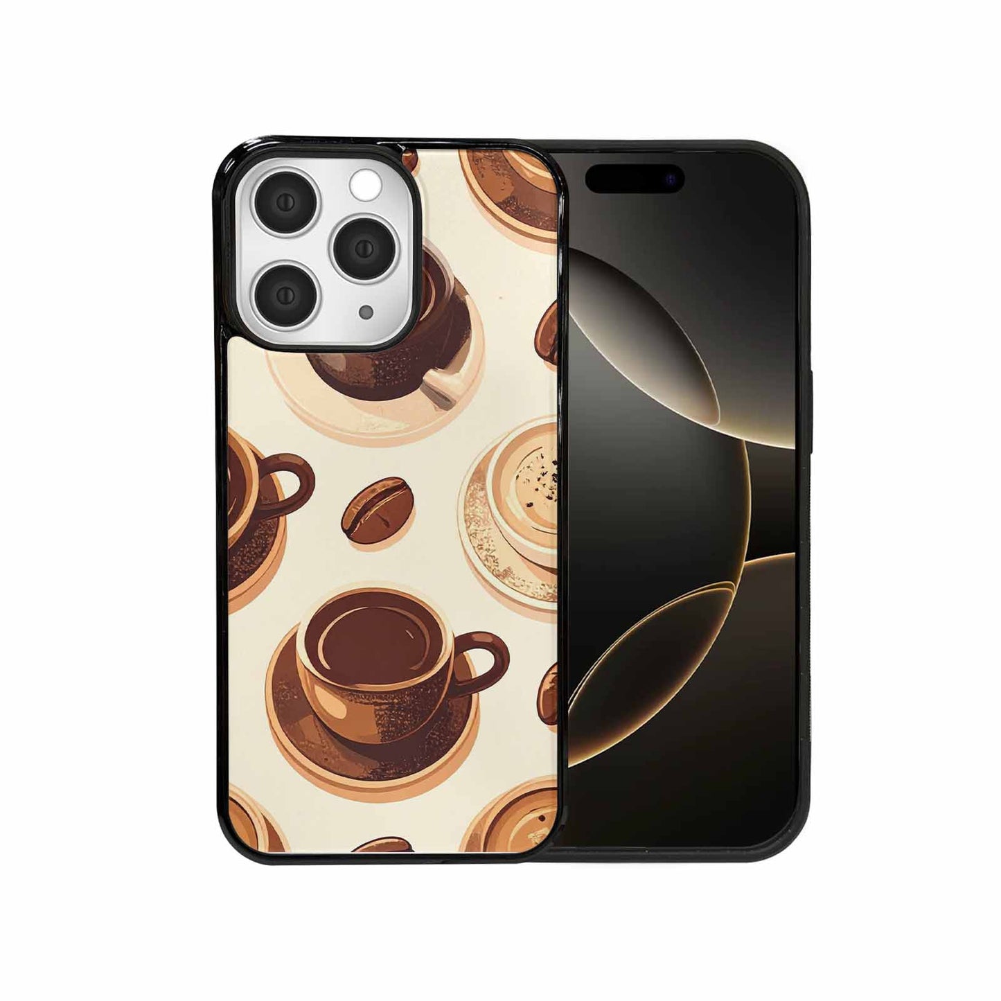 iPhone 15 Pro Max Case — Coffee Cup And Bean Pattern Seamless, Custom Art Phone Cover