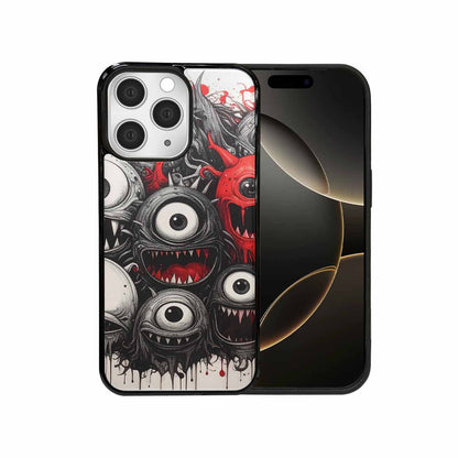 iPhone 15 Pro Max Case — Multi Eye Monster Black Red Ink, Personalized Phone Case