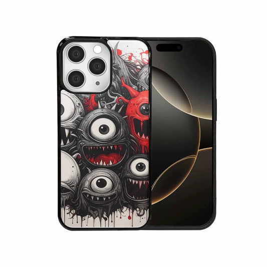 iPhone 15 Pro Max Case — Multi Eye Monster Black Red Ink, Personalized Phone Case