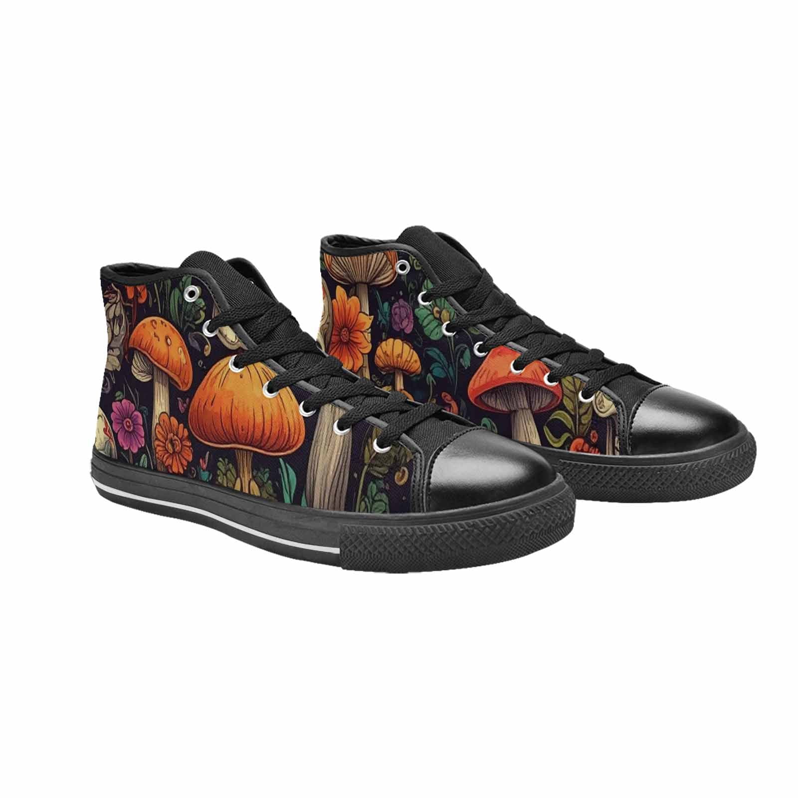 WOMEN'S Mushrooms And Skulls High Top Canvas Dark Academia Sneakers