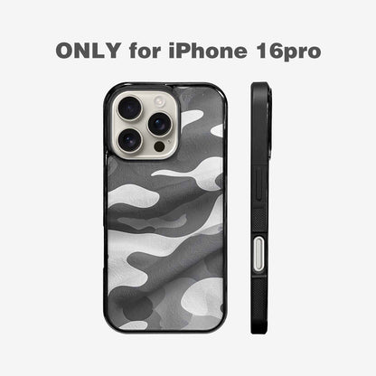 iPhone 16 Pro Case — Grey Camo Print, Custom Made Phone Cover