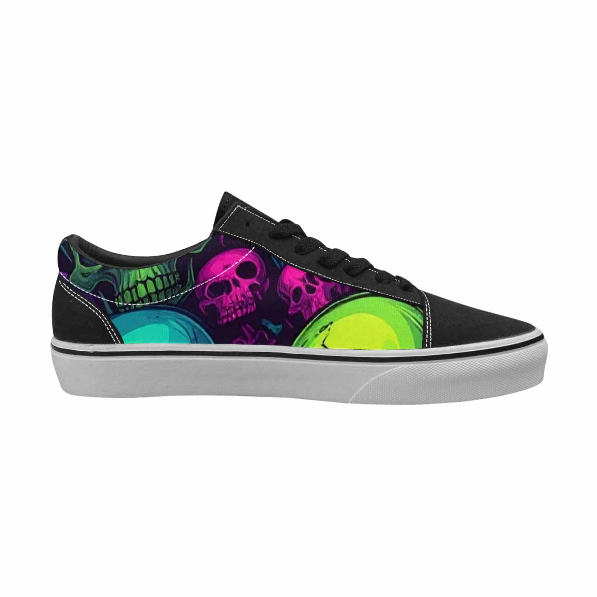 WOMEN'S Skulls - Neon Canvas Lace-Up Vivid Custom Shoes