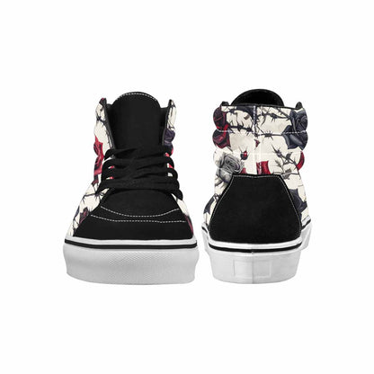 WOMEN'S Black Gothic Rose High Top Canvas Cottagecore Sneakers