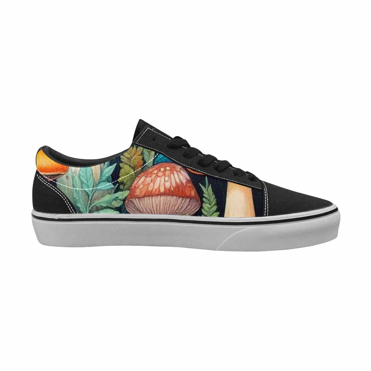 WOMEN'S Mushrooms  Botanical Mushrooms Lace-Up Canvas Vibrant Chaos Sneakers