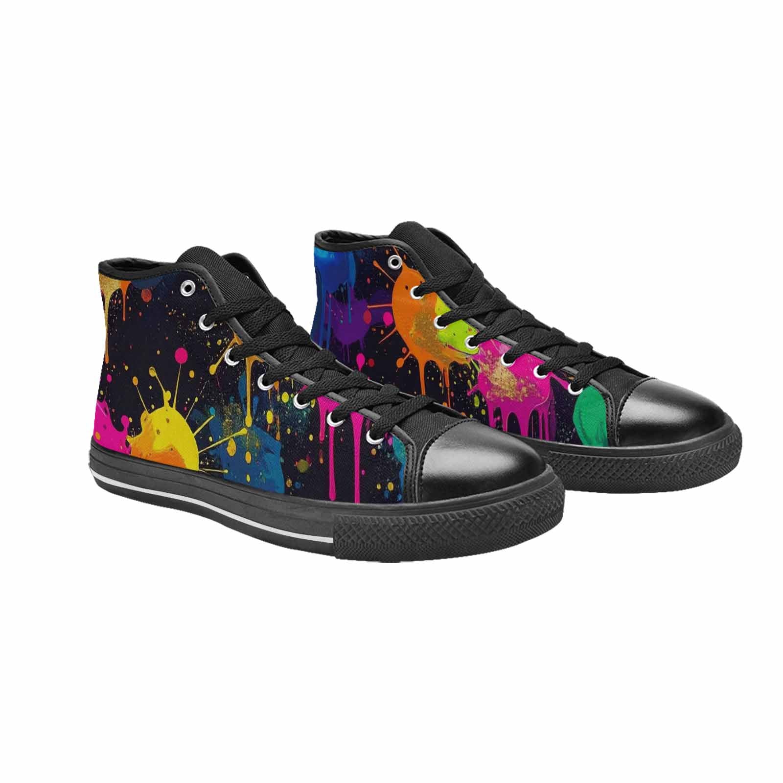 MEN'S Paint Splatter High Top Canvas Wallpaper Art Custom Sneakers