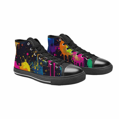MEN'S Paint Splatter High Top Canvas Wallpaper Art Custom Sneakers