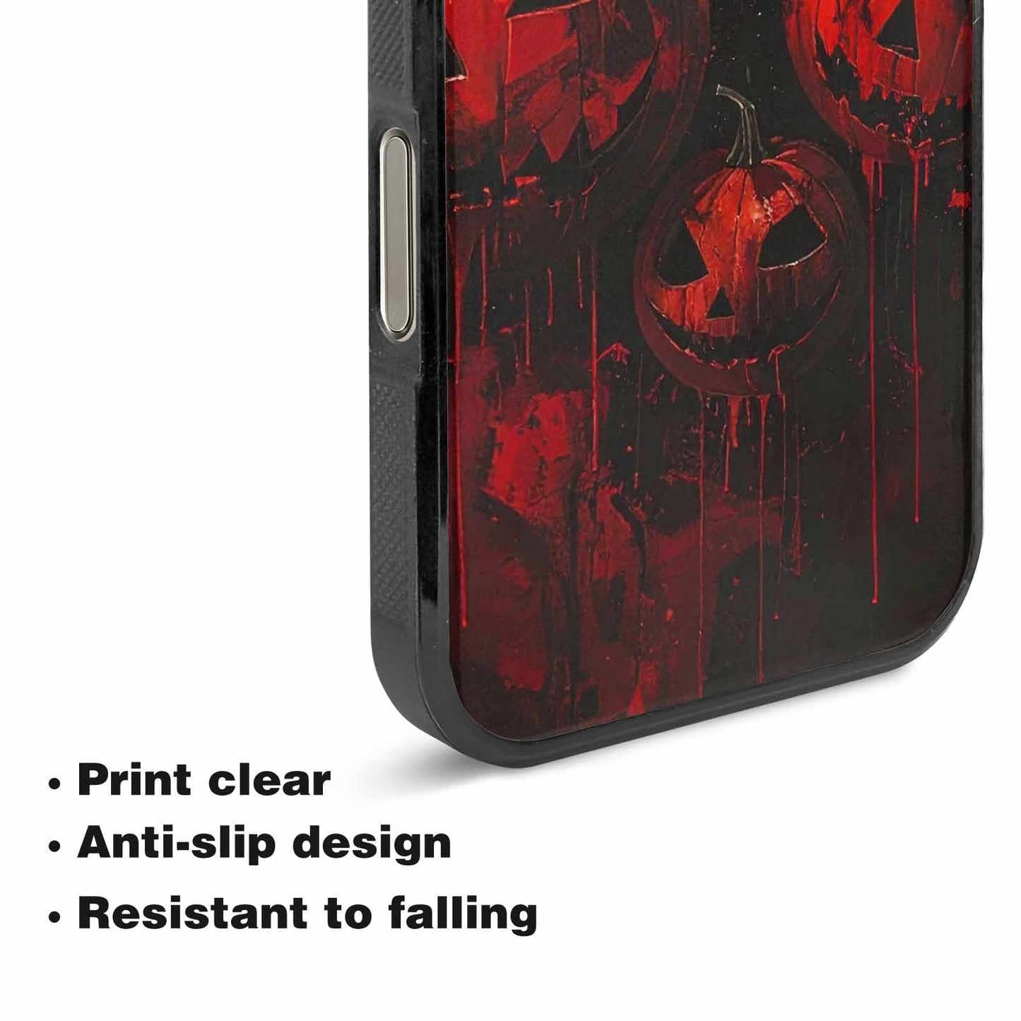 iPhone 16 Pro Max Case — Bloody Pumpkin Face, Unique Phone Case Design