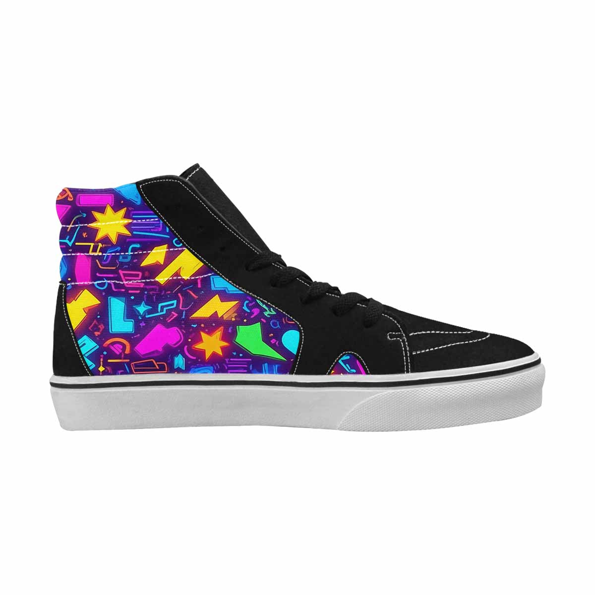 MEN'S 80s Retro Motif High Top Canvas Vibrant Chaos Custom Sneakers