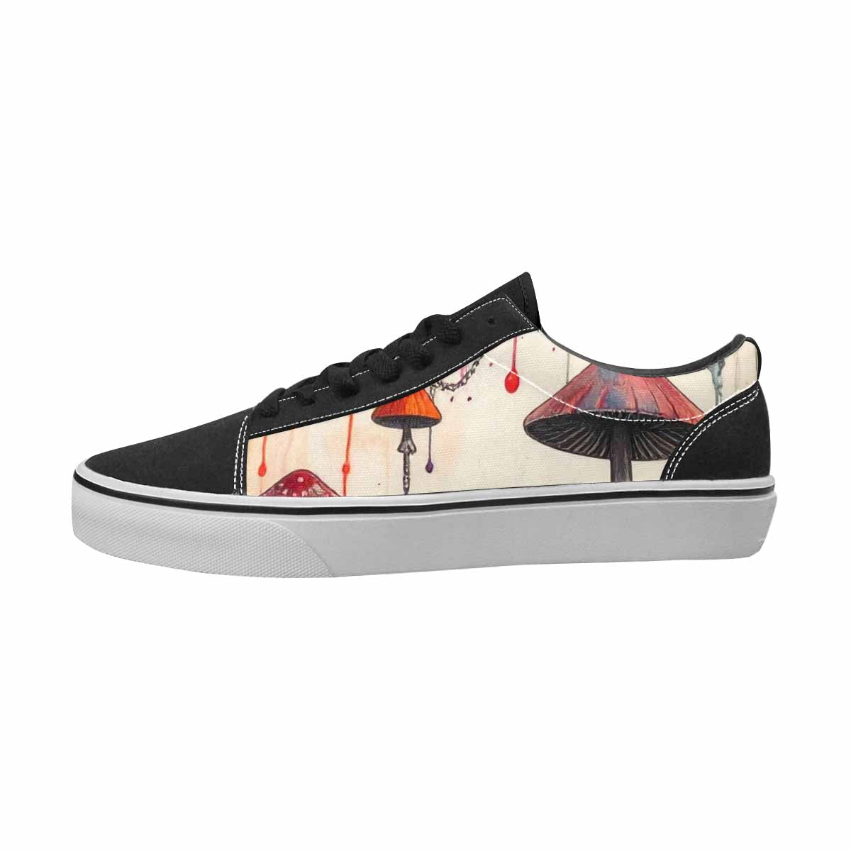 MEN'S Mushrooms Black & Red Ink Canvas Bold Print Wallpaper Art Custom Sneakers
