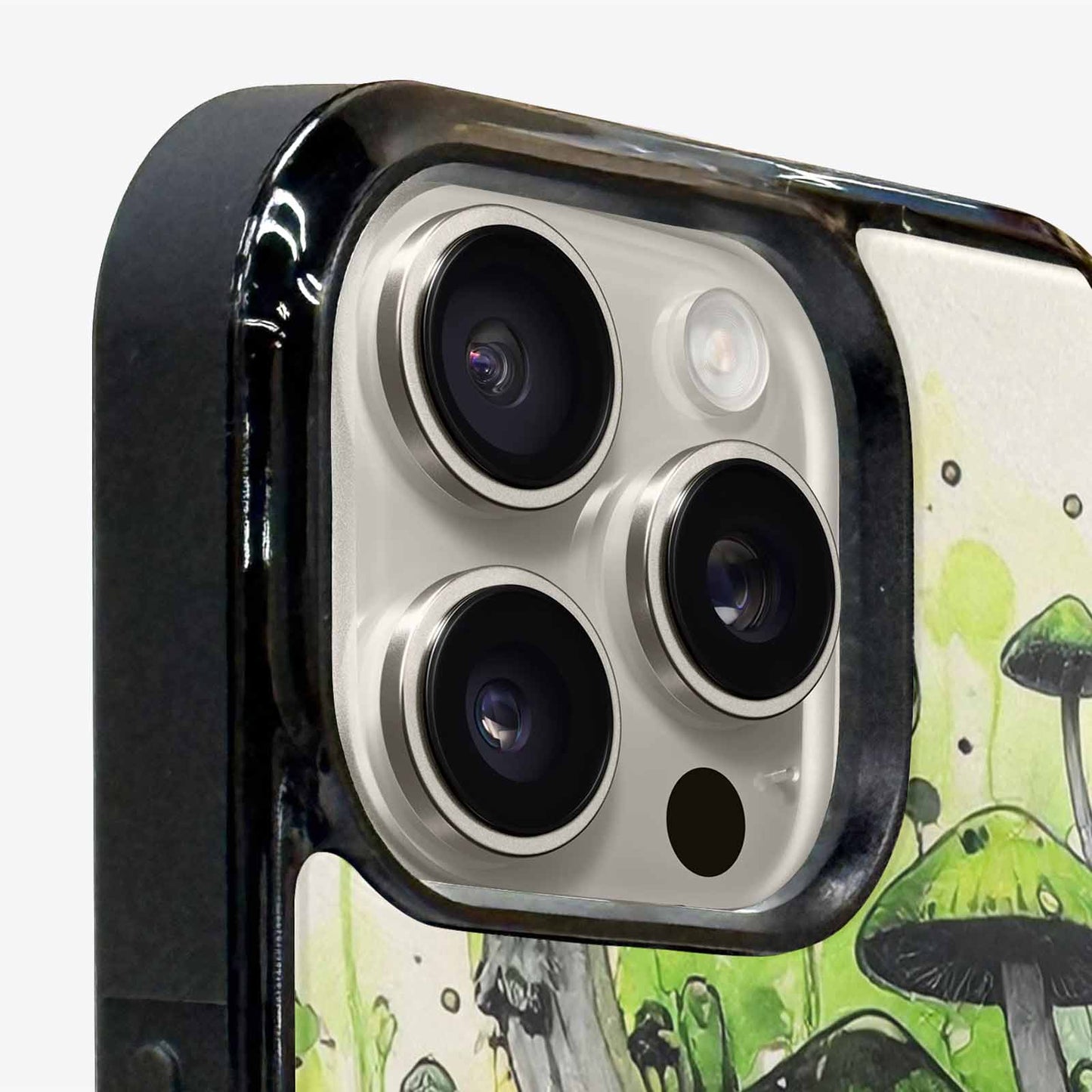 iPhone 16 Pro Max Case — Rainbow Drip Mushrooms Black Green Ink, Custom Phone Case