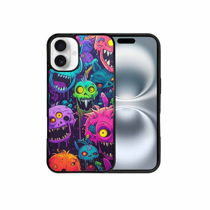 iPhone 16 Plus Case — Mixed Toxic Glow Creature Pattern Hundreds, Custom Print Case Cover