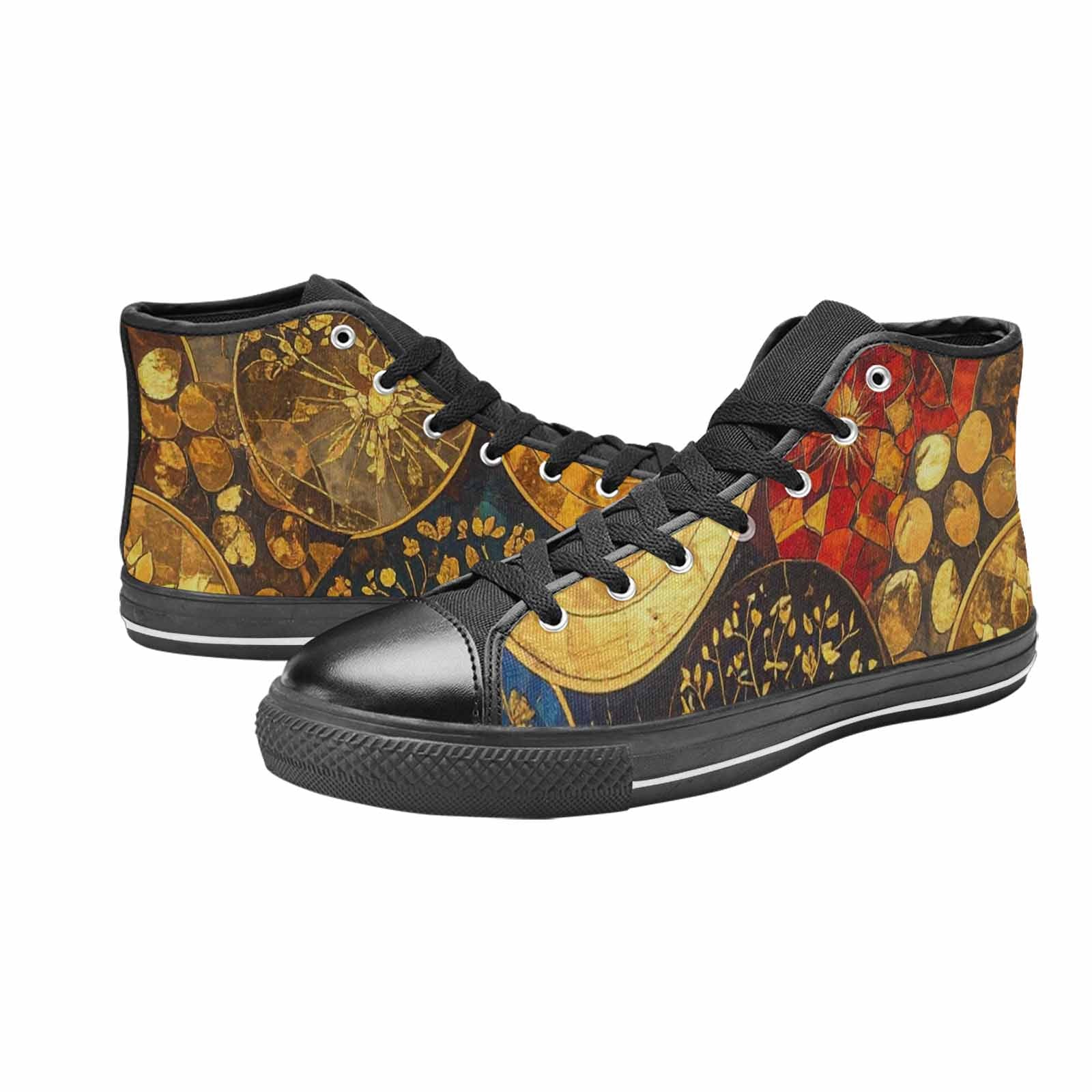 WOMEN'S Klimt-Style Gold Leaf High Top Canvas Y2K Sneakers