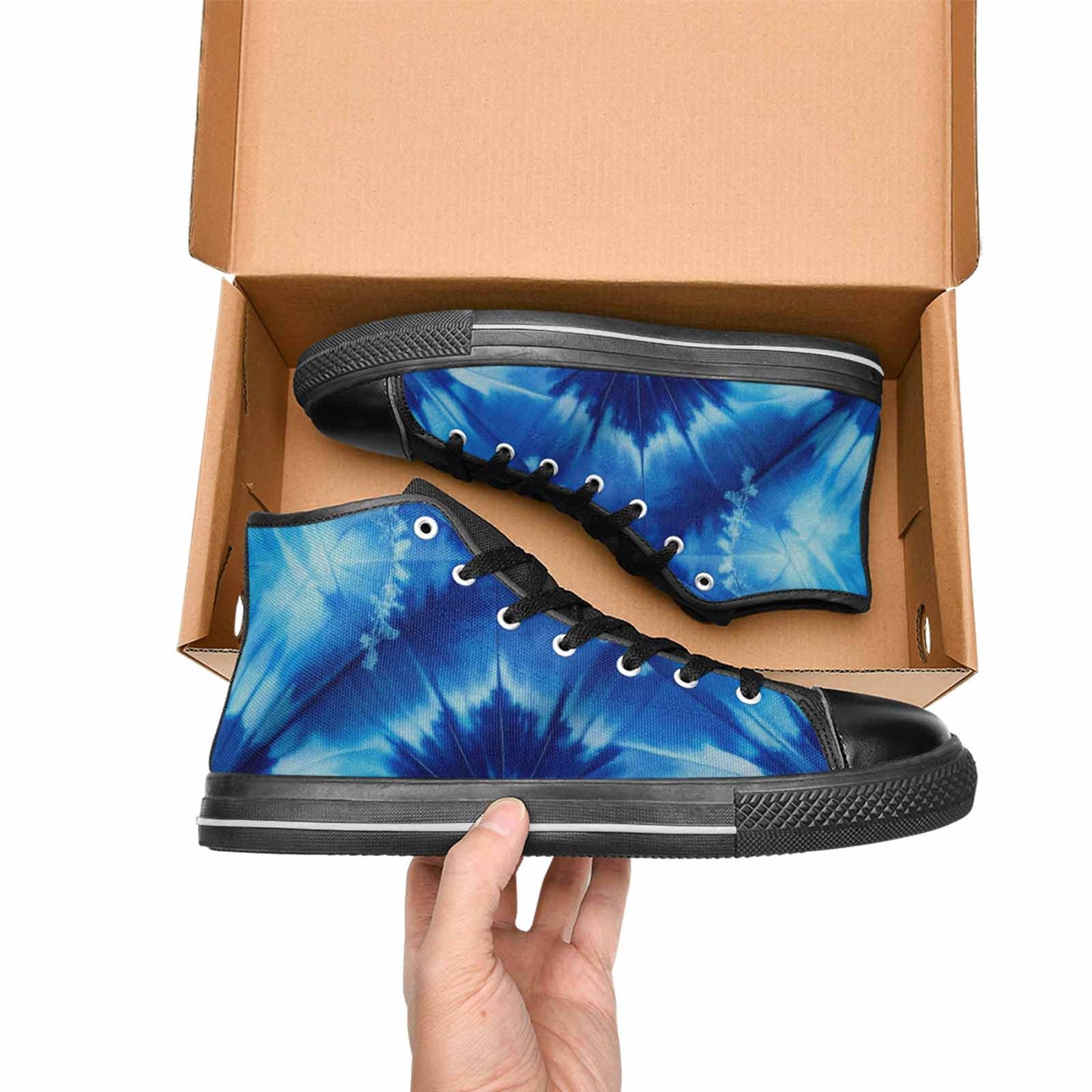 MEN'S Tie Dye Shibori Indigo High Top Canvas Vivid Sneakers