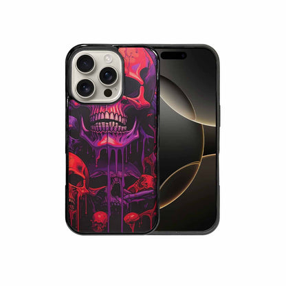 iPhone 16 Pro Case — Red Purple Skeletons Neon Drip Melting, Custom Printed Phone Case