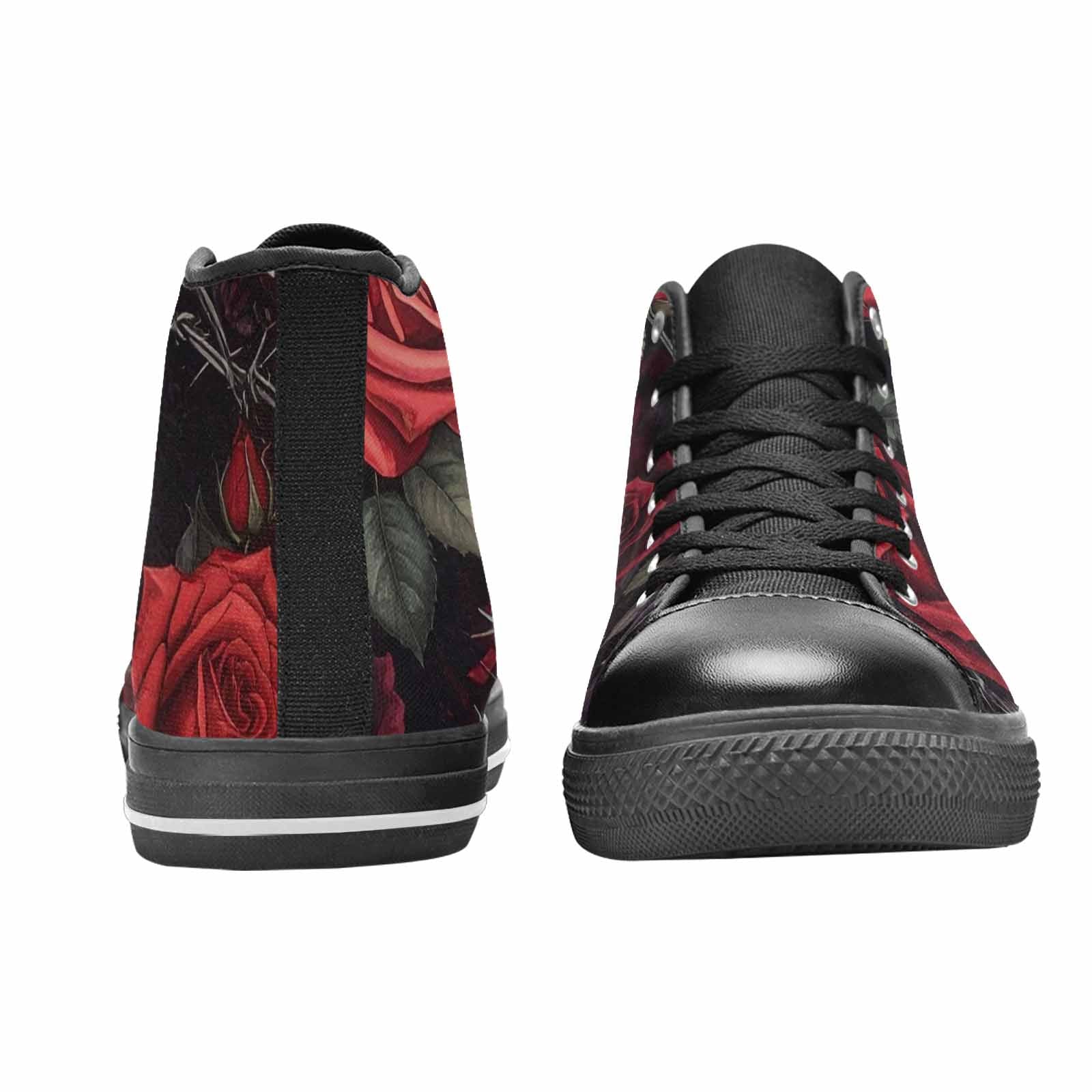 MEN'S Black Gothic Rose High Top Canvas Vibrant Chaos Sneakers
