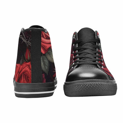 MEN'S Black Gothic Rose High Top Canvas Vibrant Chaos Sneakers