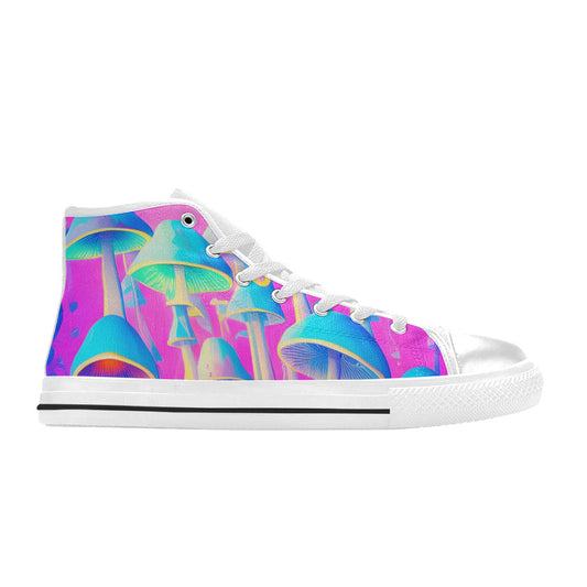 WOMEN'S Cc Mushroom Art 2 High Top Canvas Wallpaper Art Custom Shoes