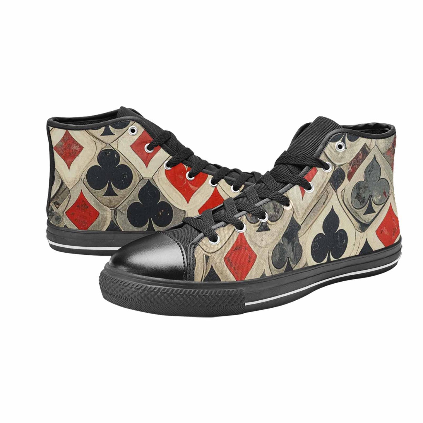 MEN'S Playing Card Suit High Top Canvas Vibrant Chaos Custom Sneakers