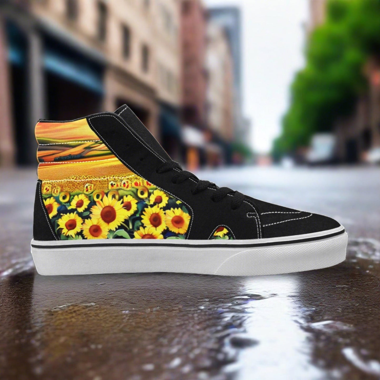 Cherry Blossom Green Emerald Vivid WOMEN Bold Art - Freaky Shoes | Custom Art Sneakers
