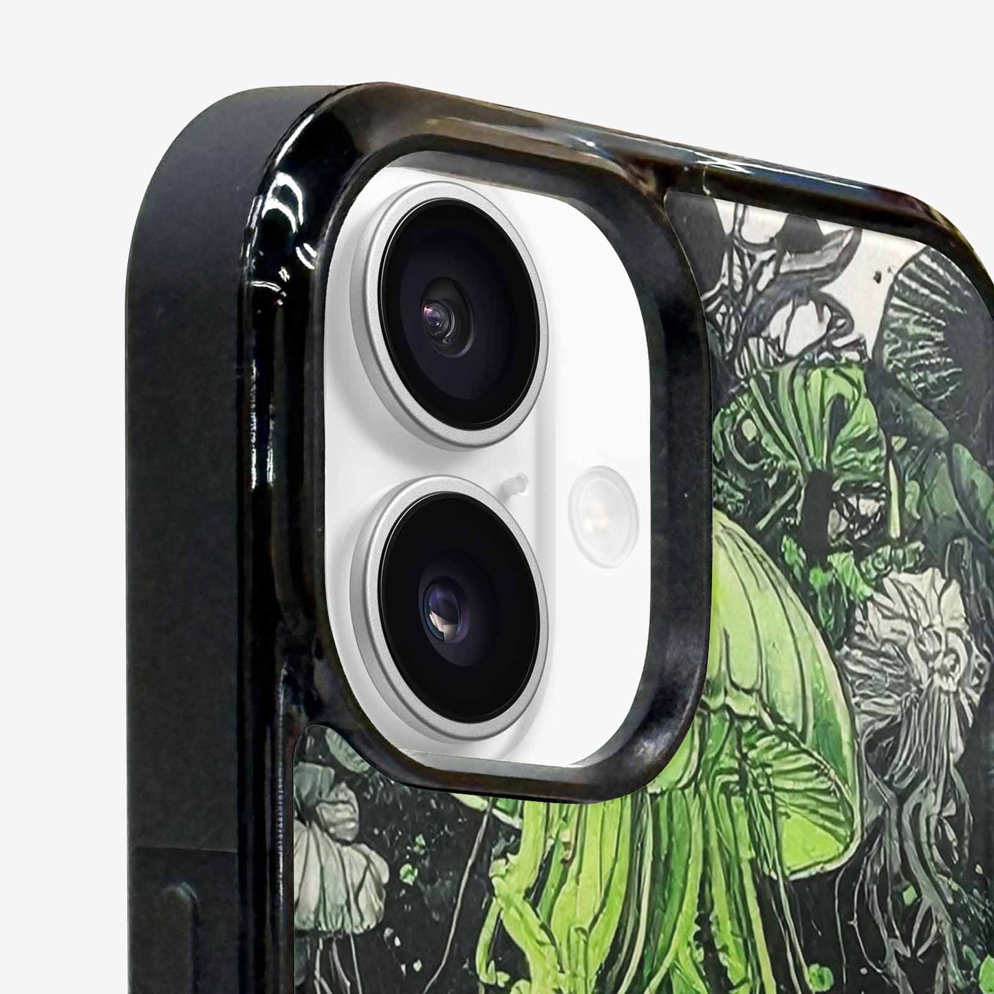 iPhone 16 Case — Sea Creature Burst Black Green Ink, Original Design Phone Case