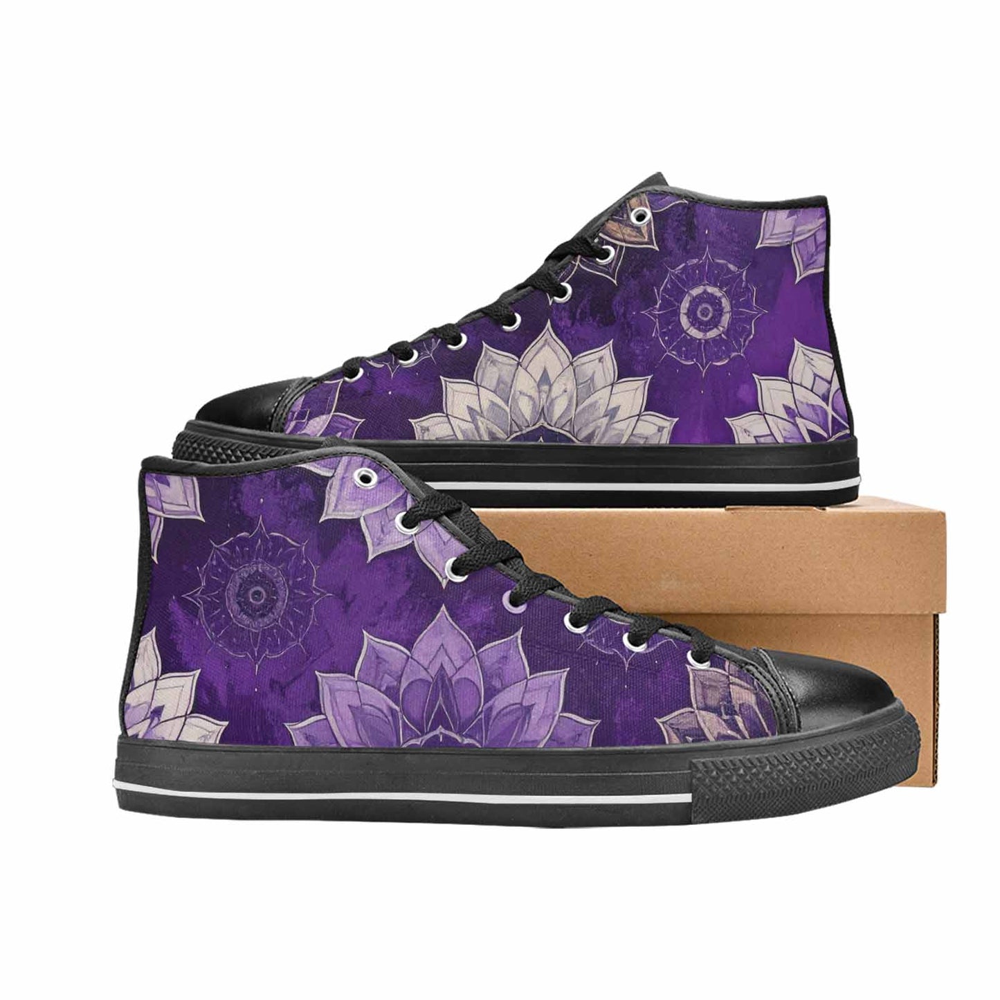 MEN'S Mandala High Top Canvas Vibrant Chaos Custom Shoes