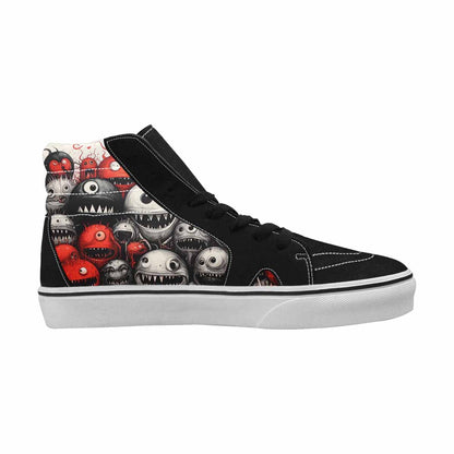 WOMEN'S Monsters Black & Red Ink High Top Canvas Custom Design Aesthetic Customized Sneakers