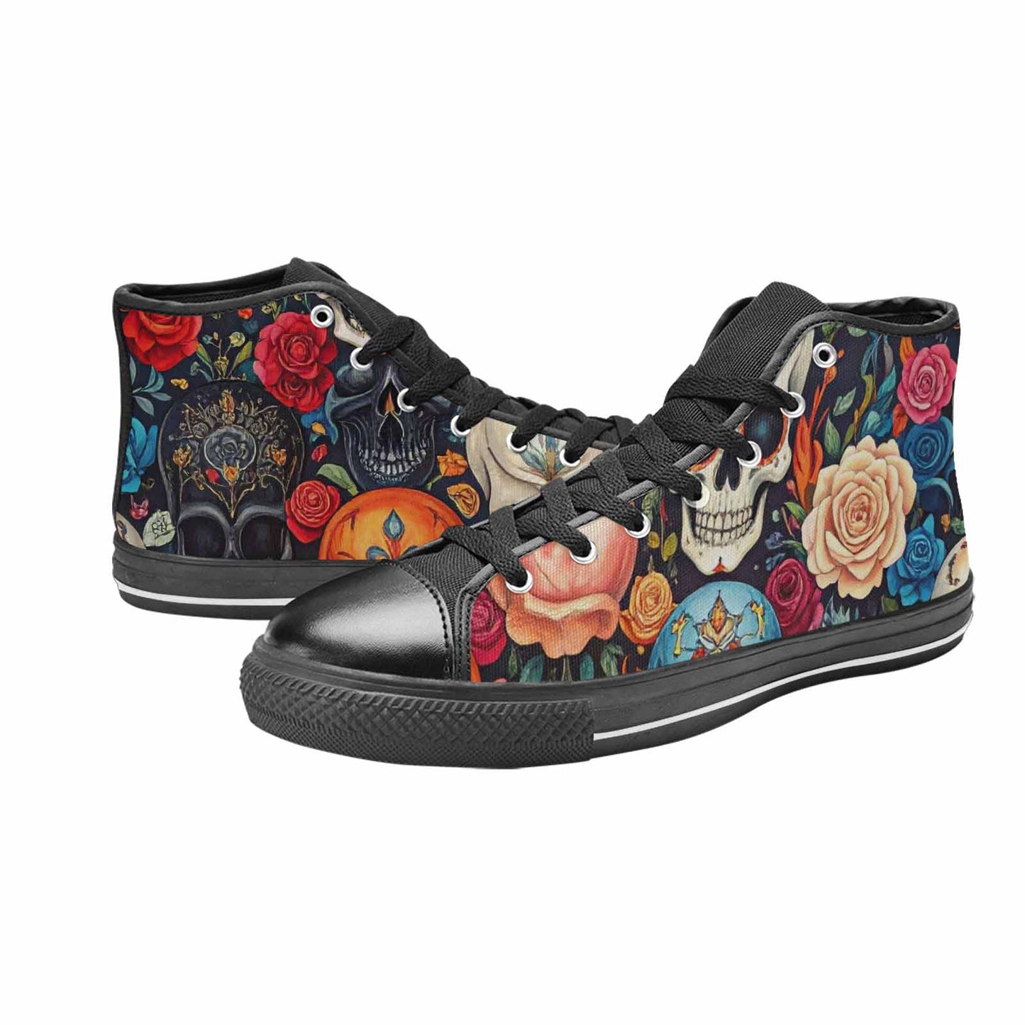 MEN'S Skull High Top Canvas Neon Fantasy Shoes