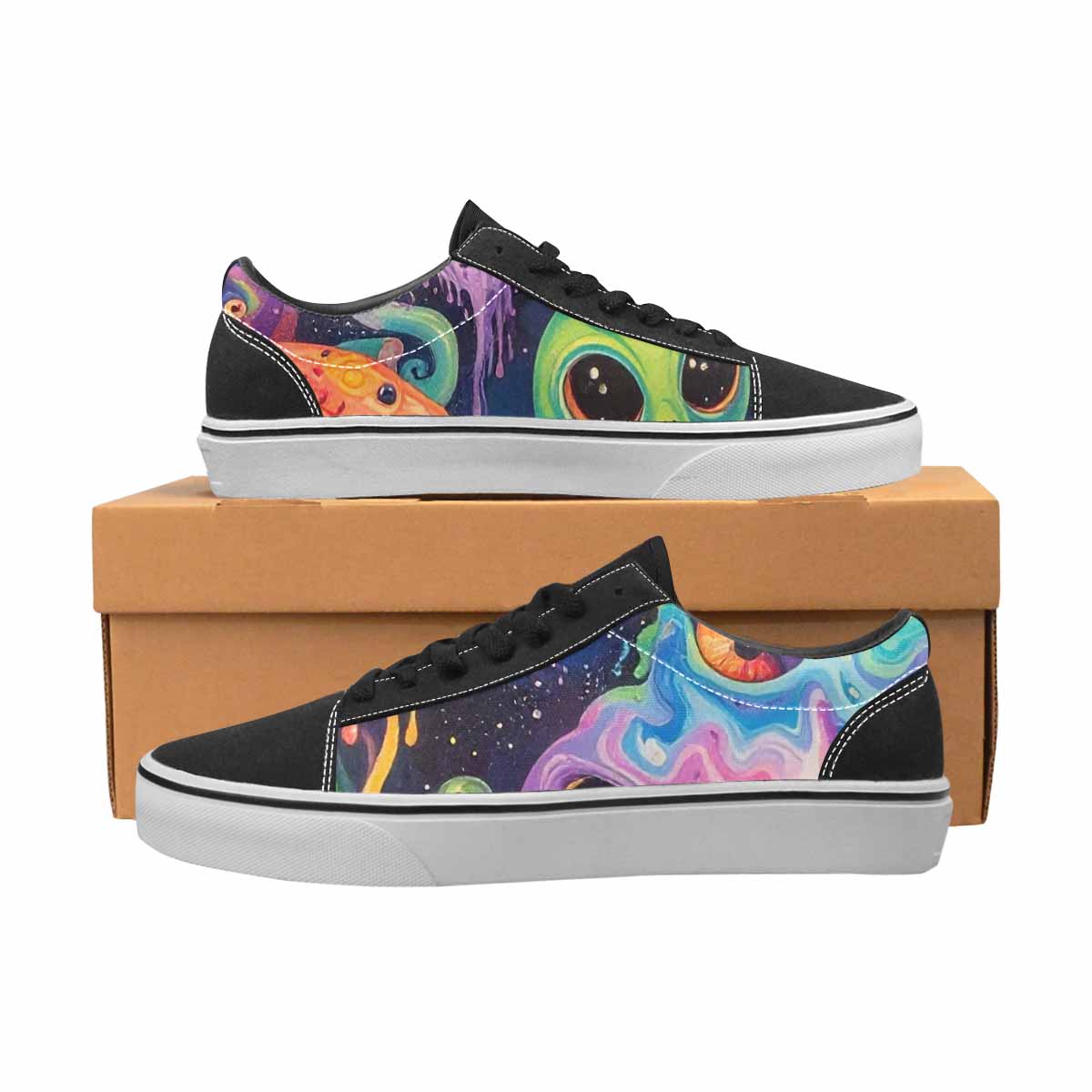WOMEN'S Aliens  Tie Dye Lace-Up Canvas Surreal Custom Shoes