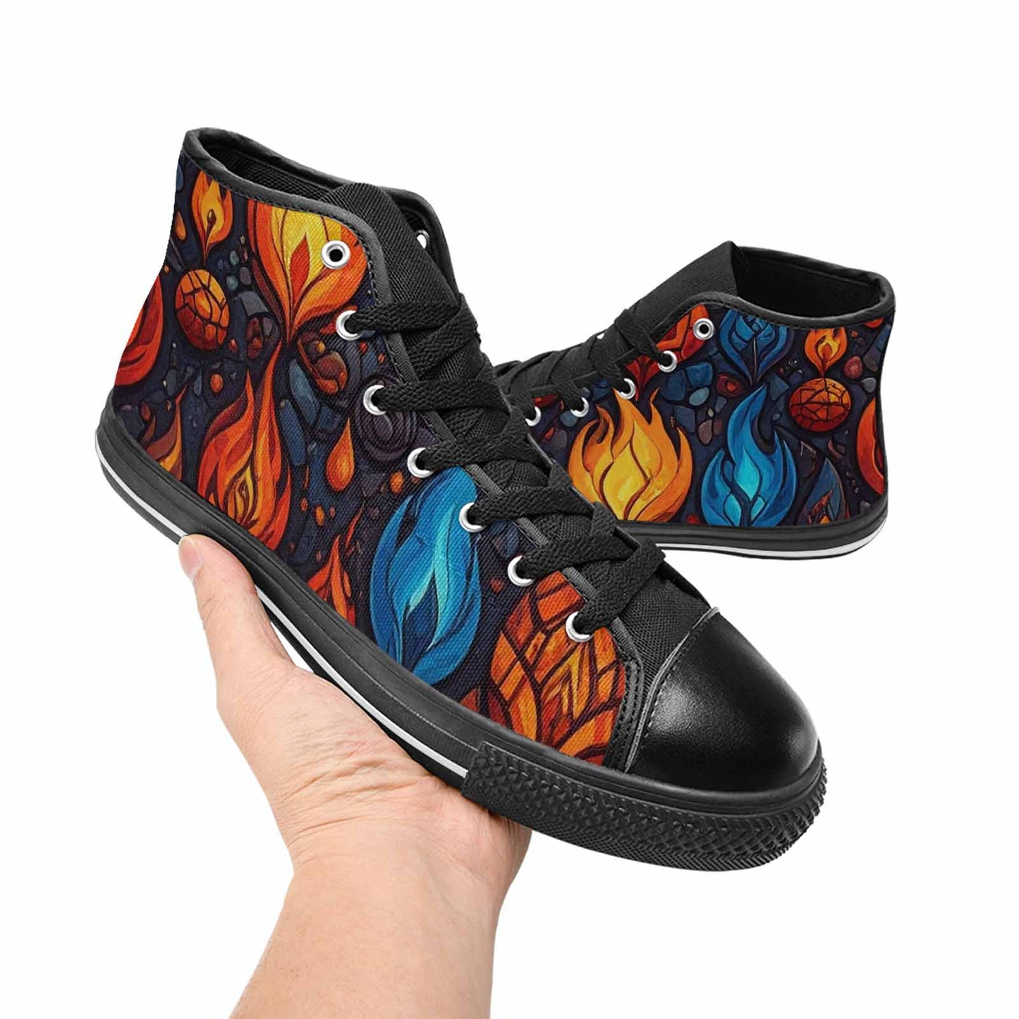 MEN'S Fire Flame High Top Canvas Y2K Custom Shoes