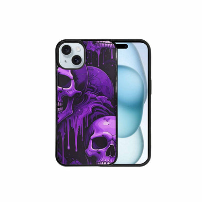 iPhone 15 Plus Case — Monochrome Purple Skeletons Neon Drip Melting, Original Design Phone Case