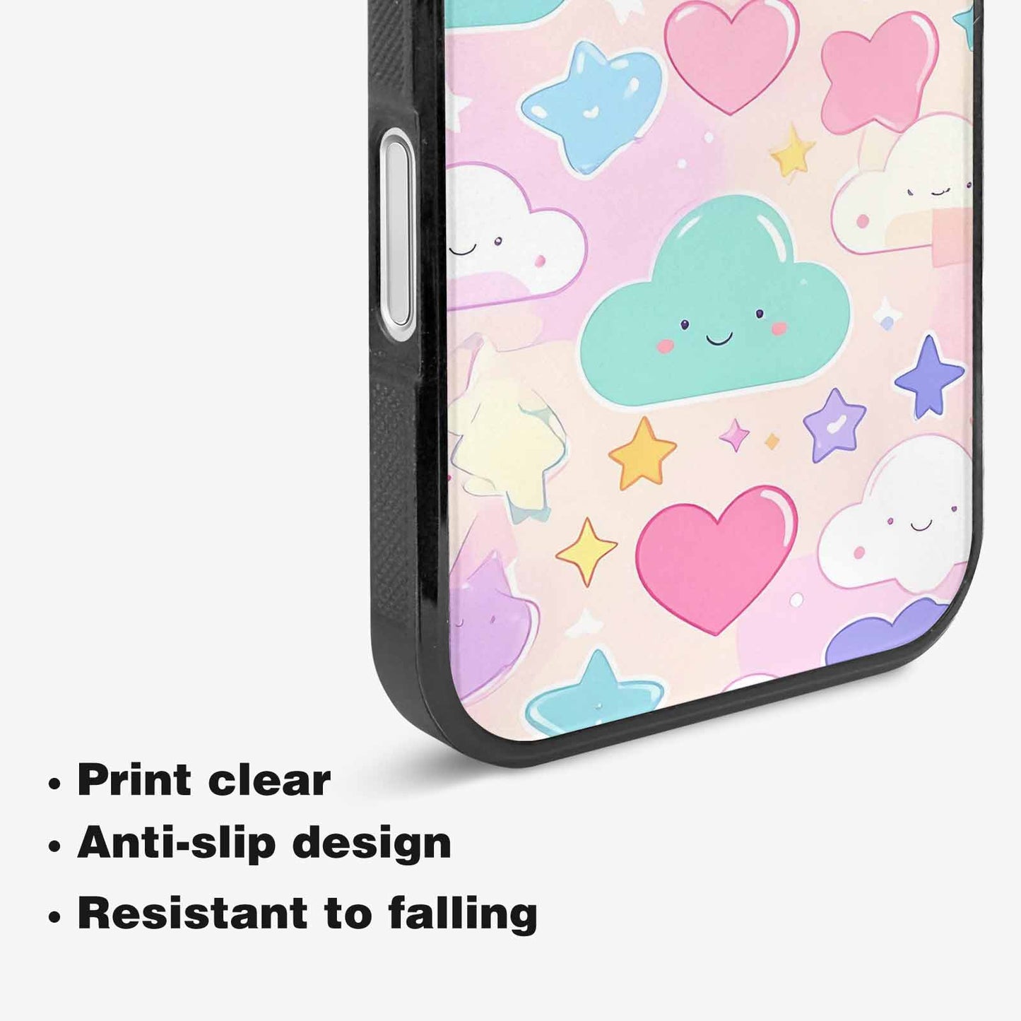 iPhone 16 Plus Case — Cute Kawaii Style Generic Icons Stars, Custom Print Case Cover