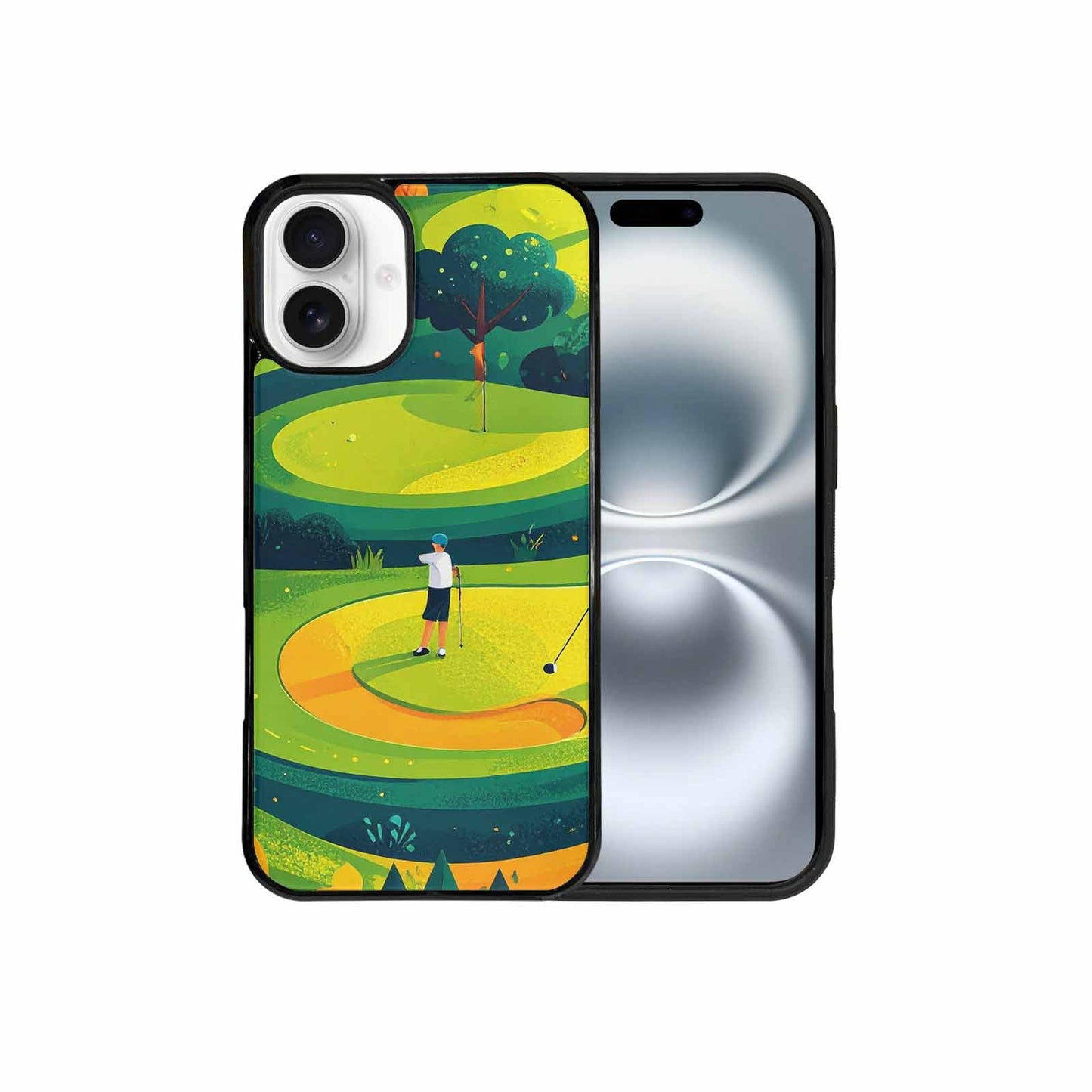 iPhone 16 Plus Case — Golf Cartoon Art Pattern, Personalized Phone Case