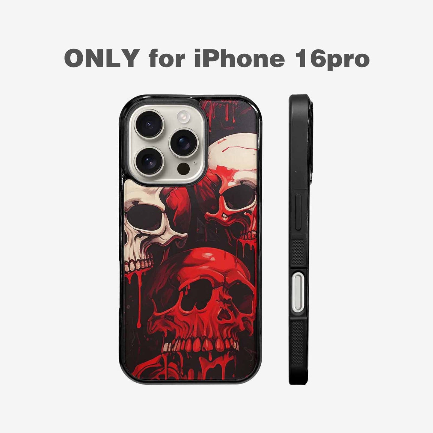 iPhone 16 Pro Case — 1000\'s Of Skulls Overlapping Eachother Everywhere, Personalized Phone Case