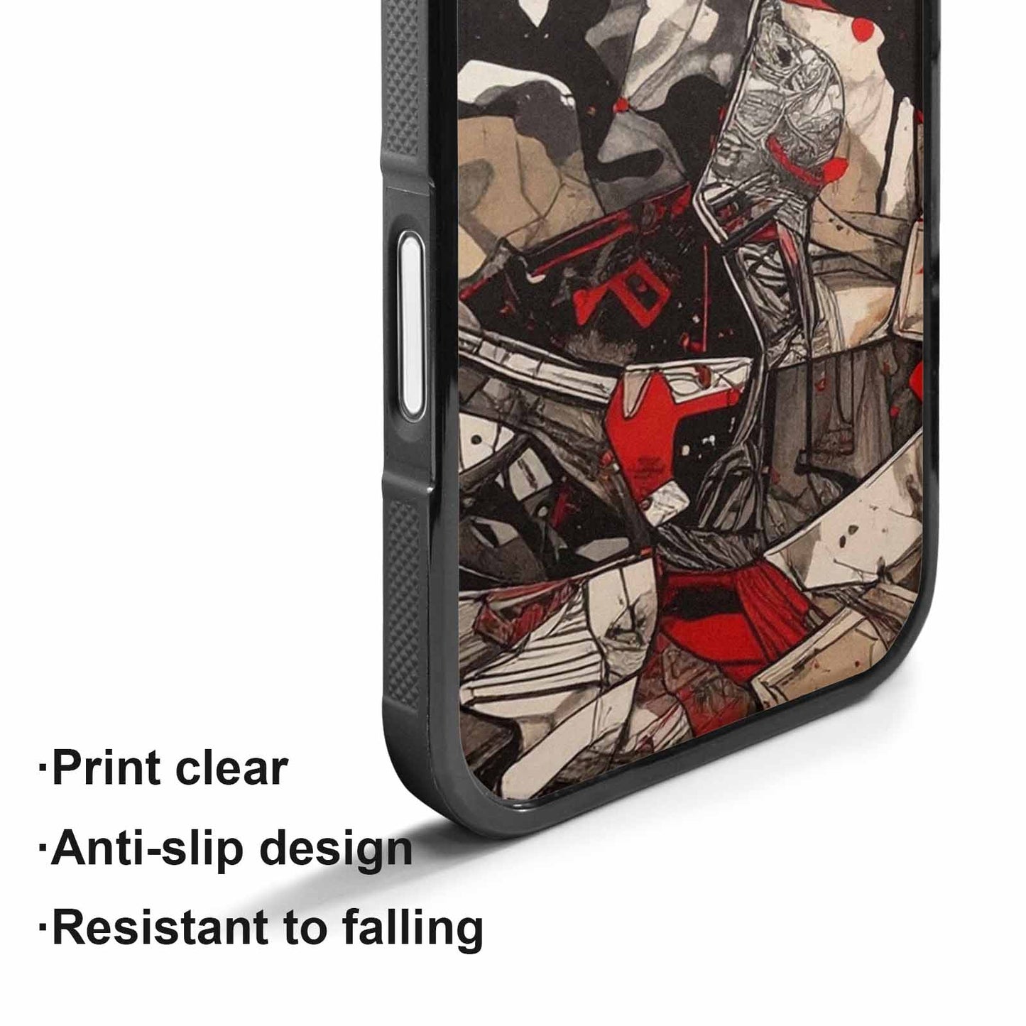 iPhone 17 Case — Black &amp; Red Ink Camo, Customized Protective Case