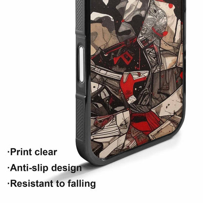 iPhone 17 Case — Black &amp; Red Ink Camo, Customized Protective Case