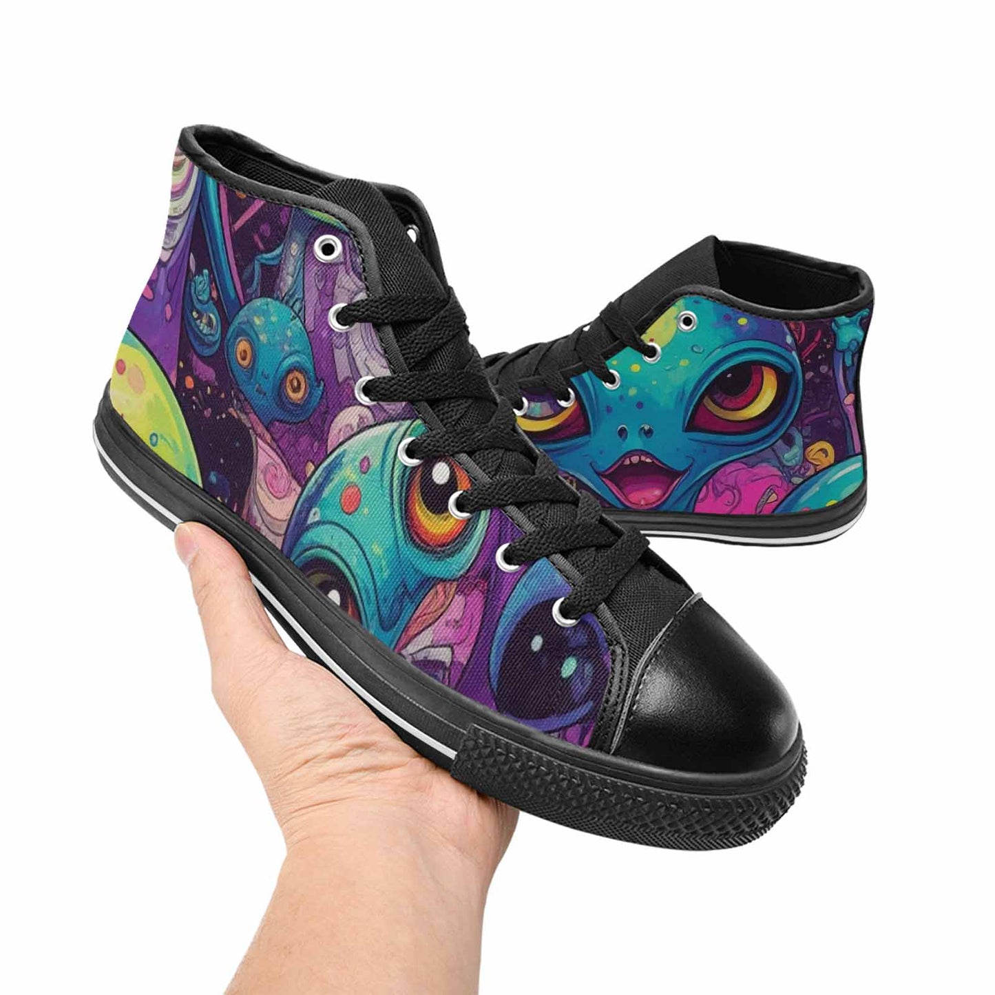 WOMEN'S Cartoon Alien Characters High Top Canvas Aesthetic Shoes