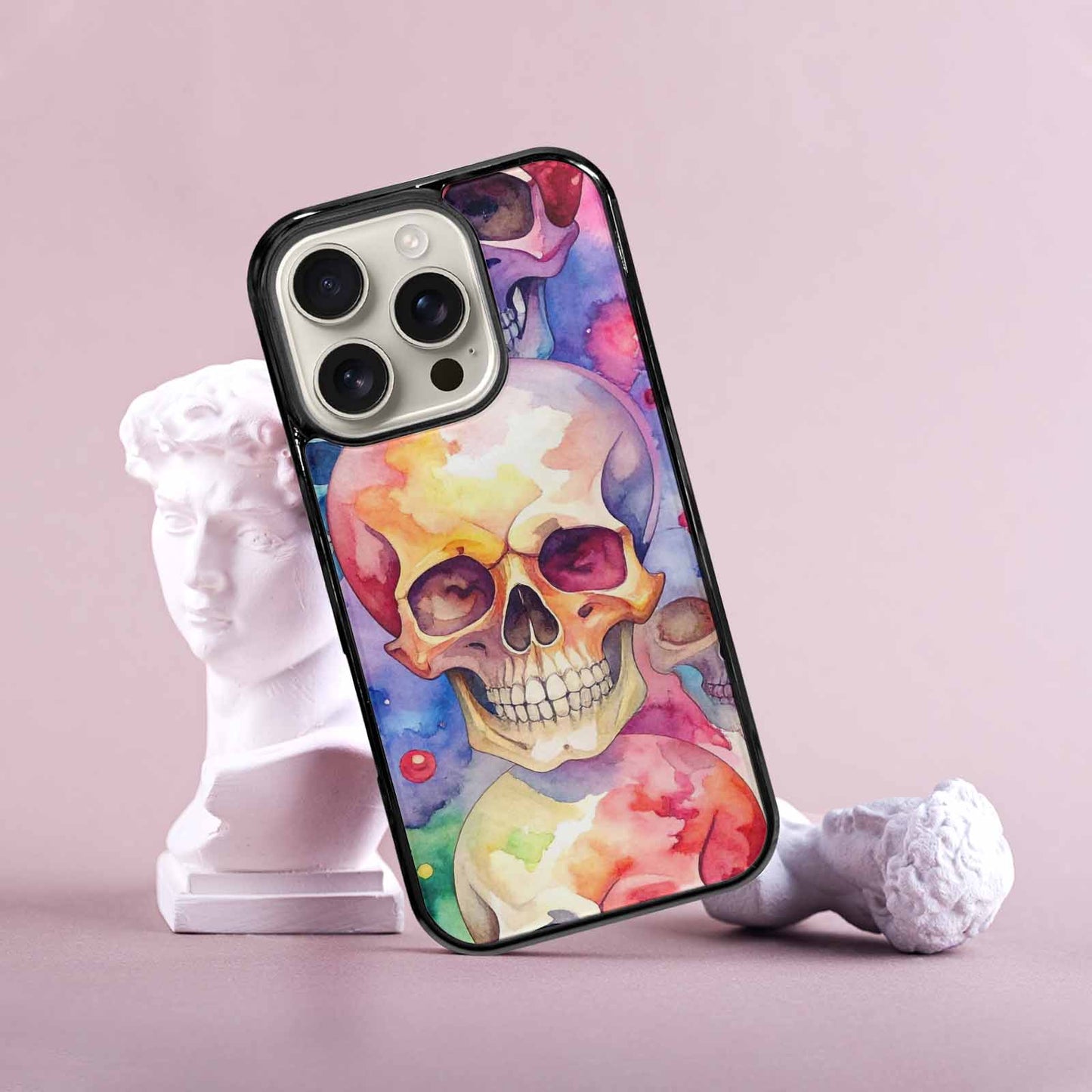 iPhone 16 Pro Case — Kulls Watercolor Skulls Small Skull Pattern, Custom Designed Case Cover
