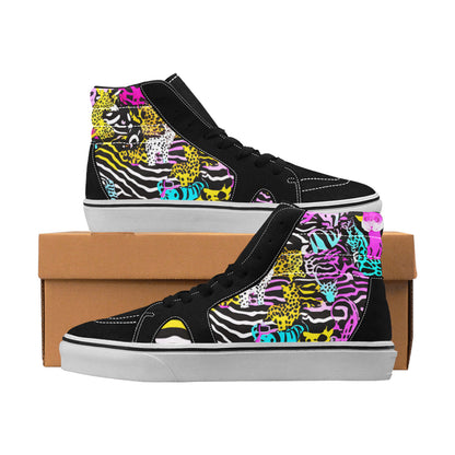 WOMEN'S Neon Animal Print High Top Skateboarding Aesthetic Custom Shoes
