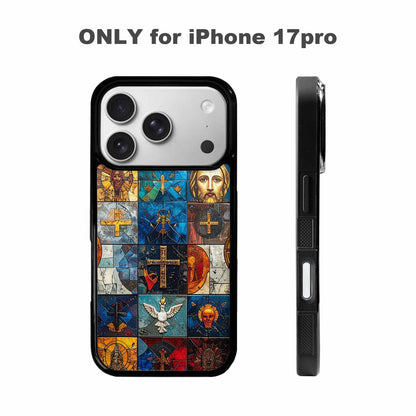 iPhone 17 Pro Case — Jesus Face Small Cross And Original, Custom Printed Phone Case
