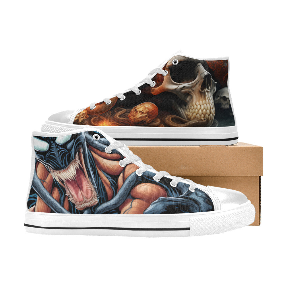 MEN'S Cc Snakes Skulls Men’S High Top Canvas Grunge Custom Sneakers