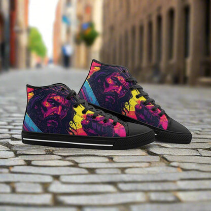 Jesus Unisex high-top canvas shoes, custom full-wrap printed design — Freaky Shoes