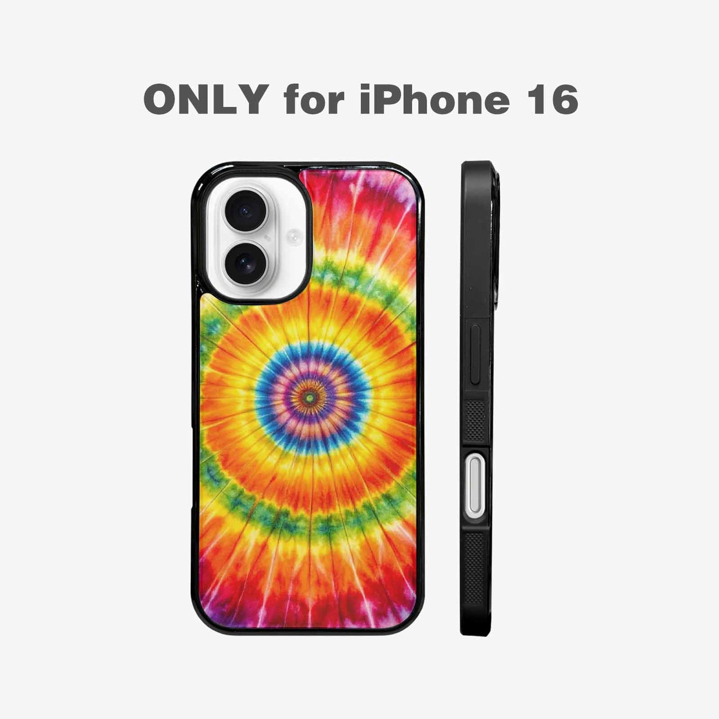 iPhone 16 Case — Rainbow Spiral Tie Dye Custom, Unique Phone Case Design