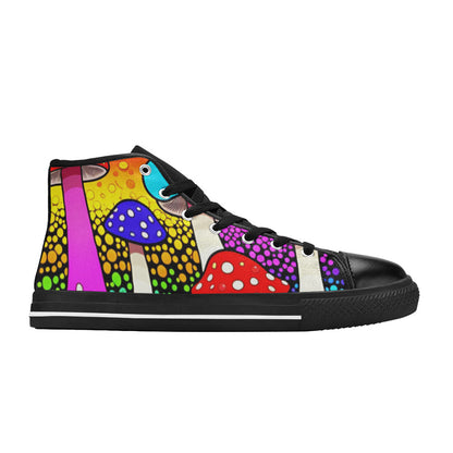 WOMEN'S Colorful Mushrooms Art Vibes High Top Canvas Y2K Custom Sneakers