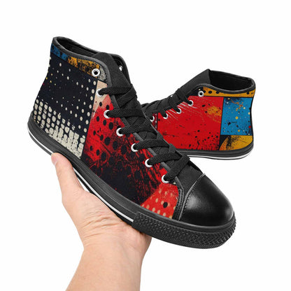 WOMEN'S Comic Book Halftone High Top Canvas Y2K Custom Sneakers